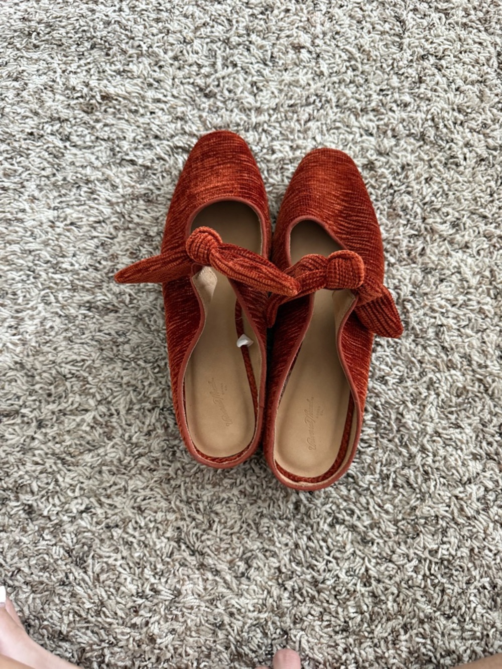 Women’s Bow Slip-On Flats in Rust teacher shoes